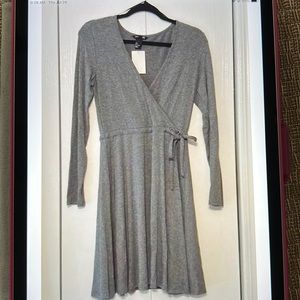 NWT H&M Basic Grey Mock Wrap Dress Size S